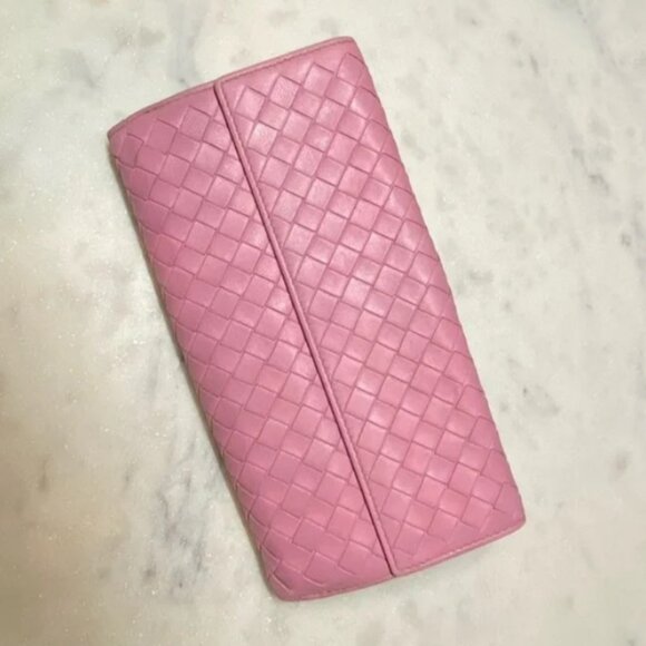 PINK Authentic Bottega Veneta Intrecciato Snap Long Wallet - Picture 8 of 10